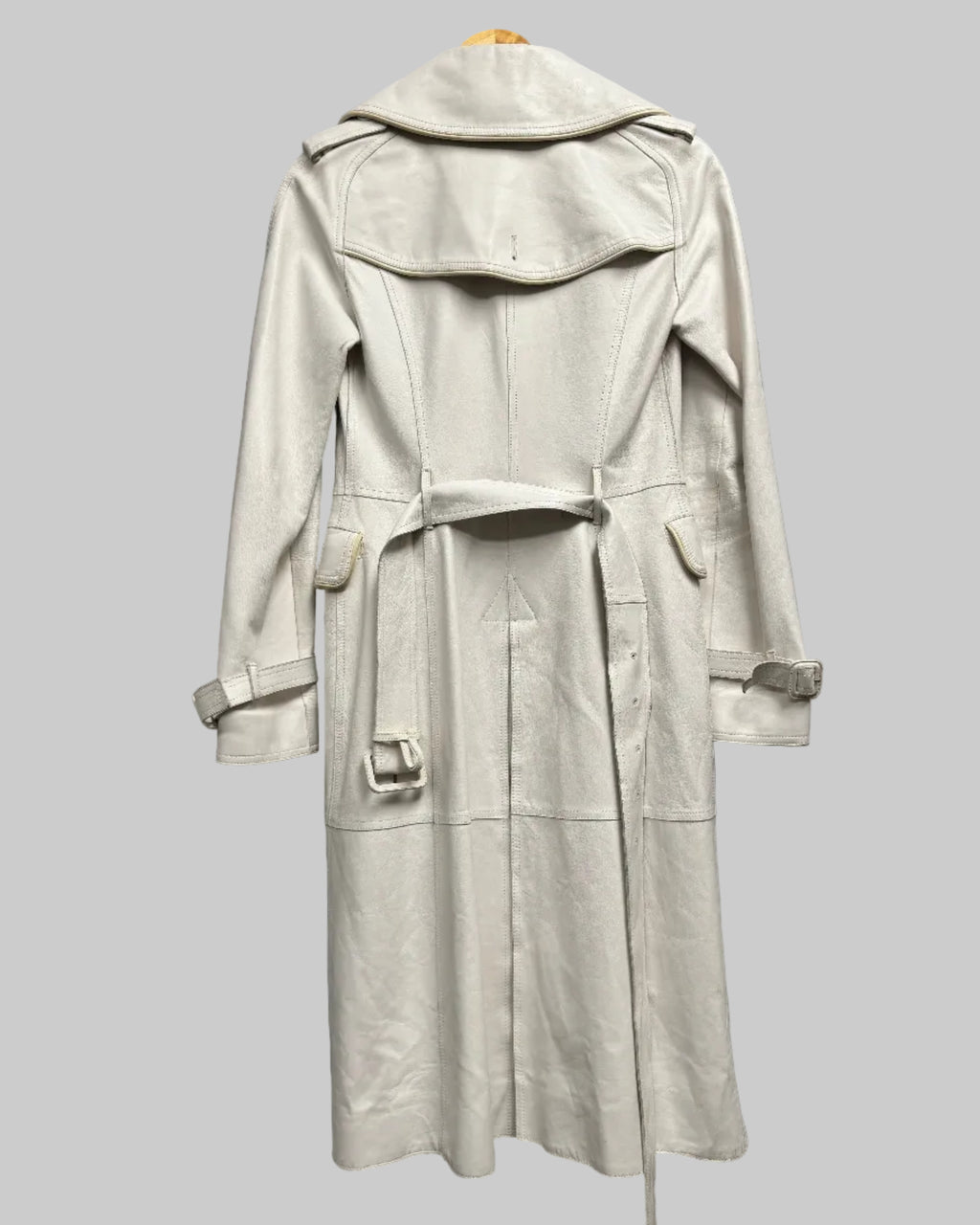 Burberry White Leather Double-Breasted Trench Coat back