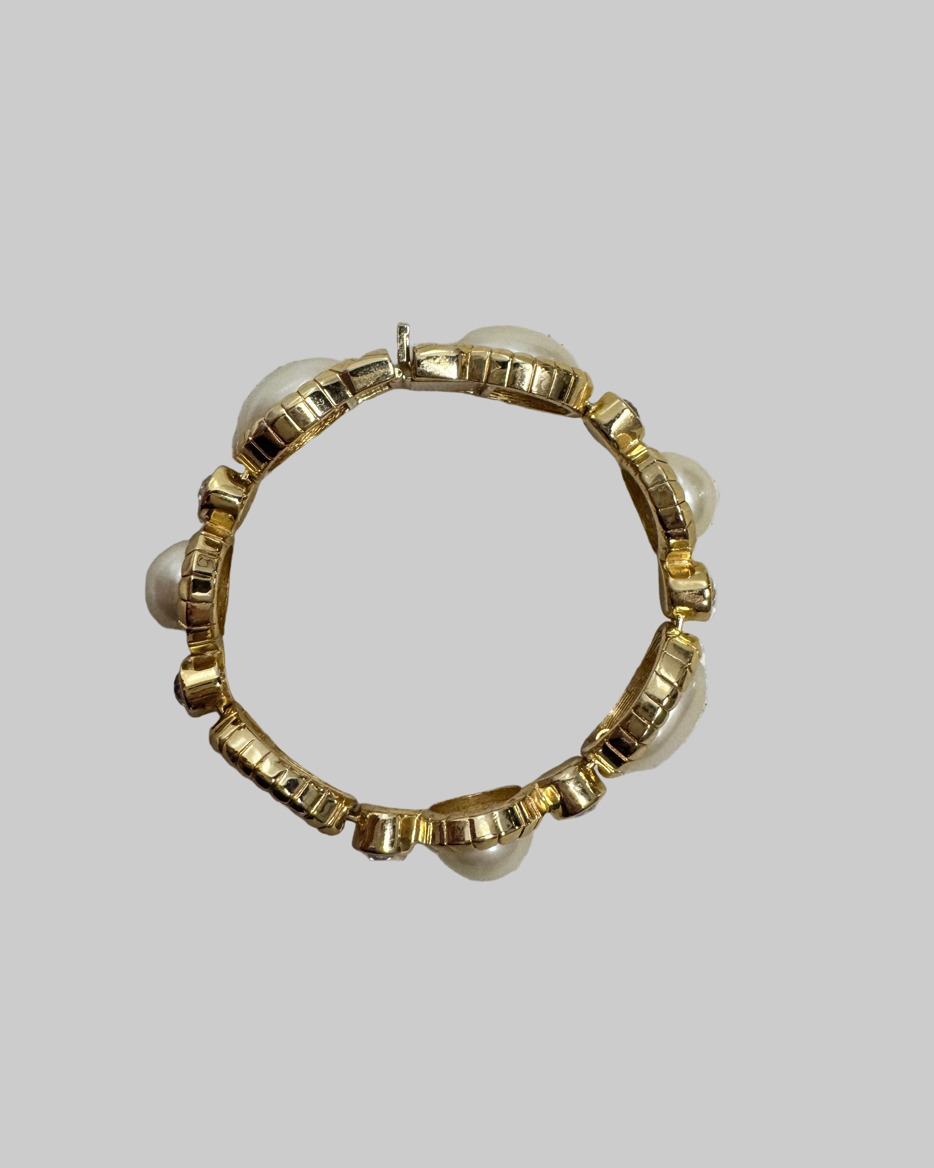 Christian Dior (Vintage) Faux Pearl & Crystal Bracelet 3