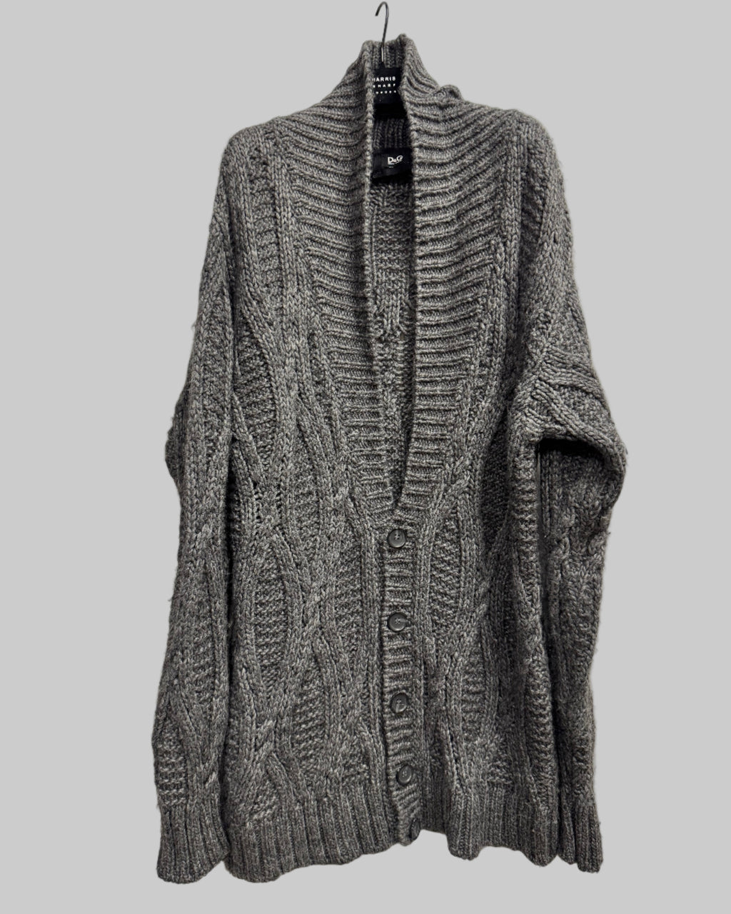 D&G (Dolce & Gabbana) Men's Chunky Wool Cable-Knit Cardigan front