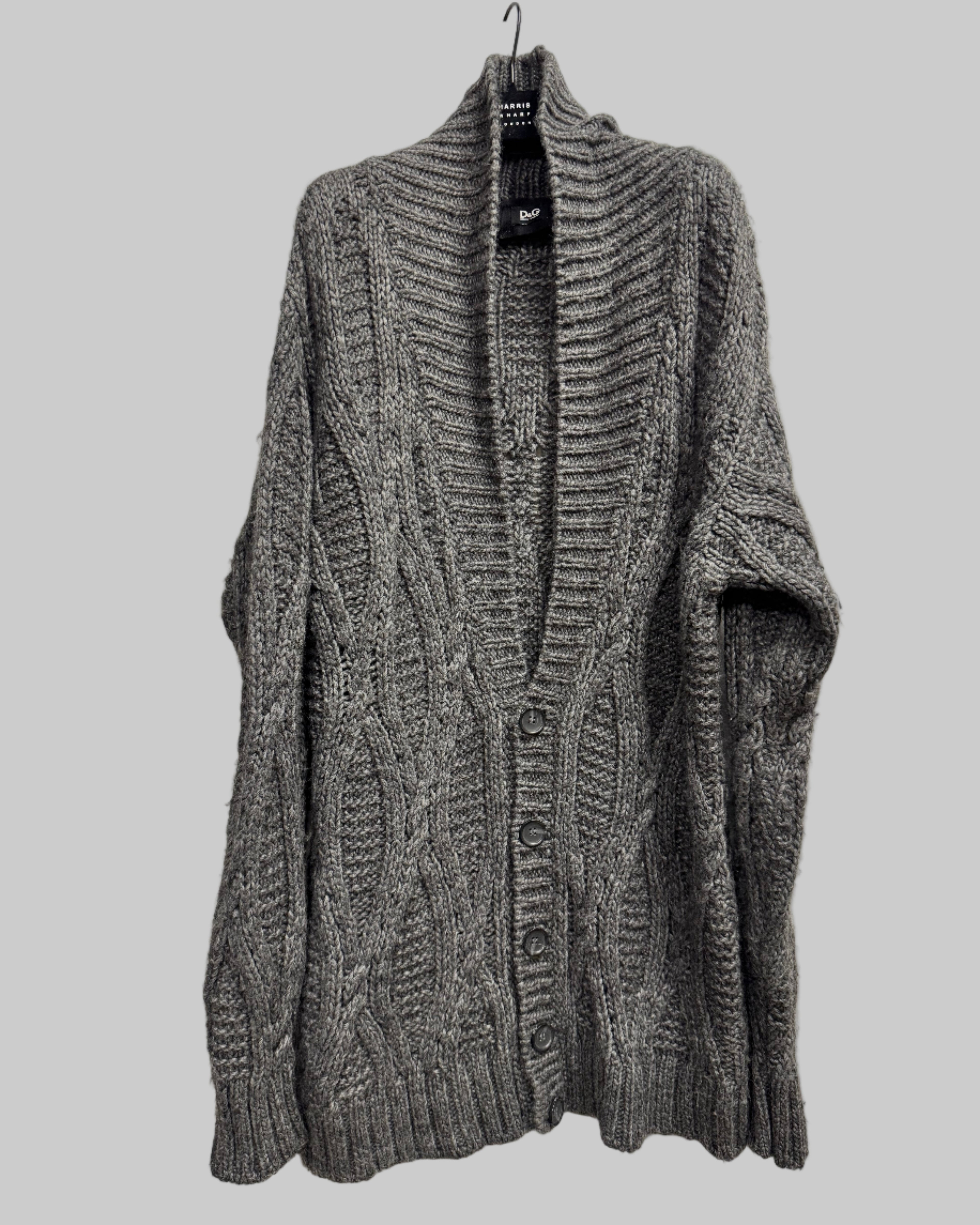 D&G (Dolce & Gabbana) Men's Chunky Wool Cable-Knit Cardigan front