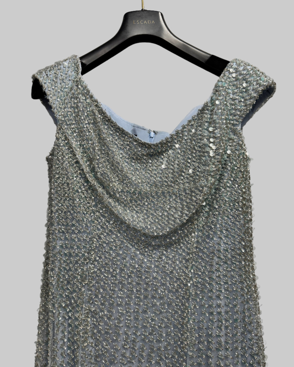 ESCADA Women's Light Blue Sequin Gown detail