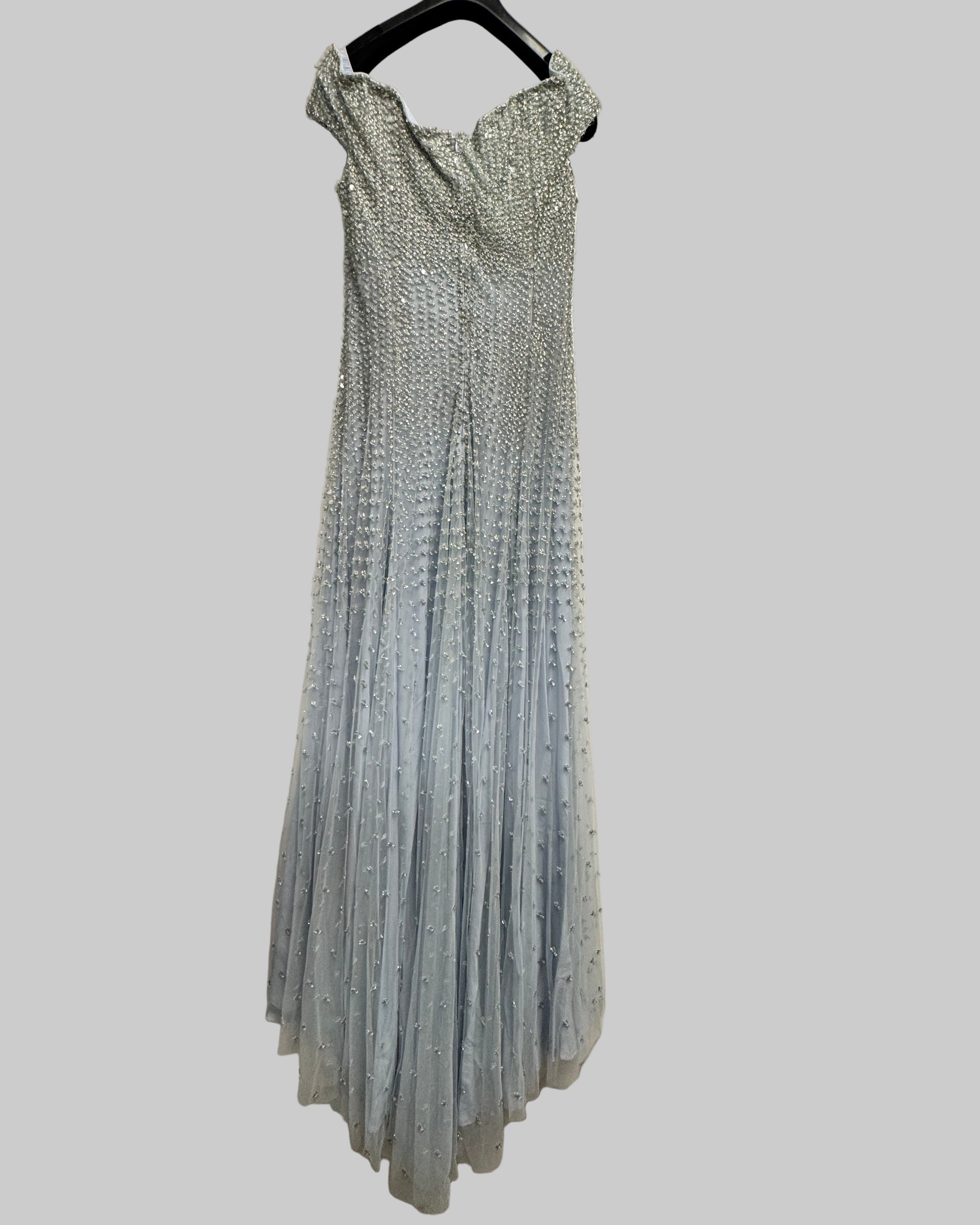 ESCADA Women's Light Blue Sequin Gown detail back