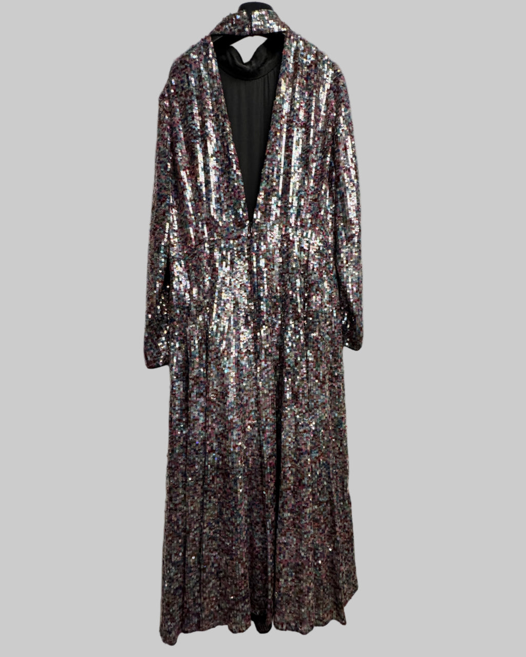 ESCADA Women's Sequin Long-Sleeve multicolored Gown back