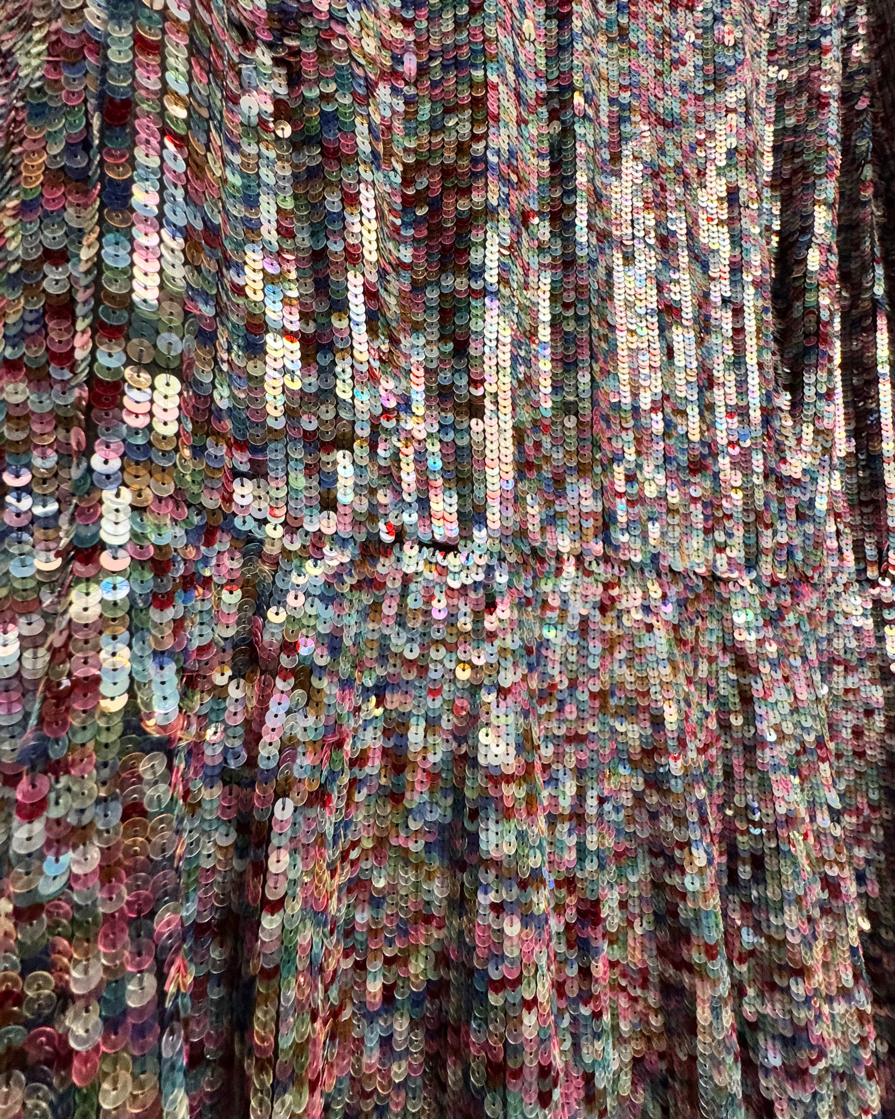 ESCADA Women's Sequin Long-Sleeve multicolored Gown detail material