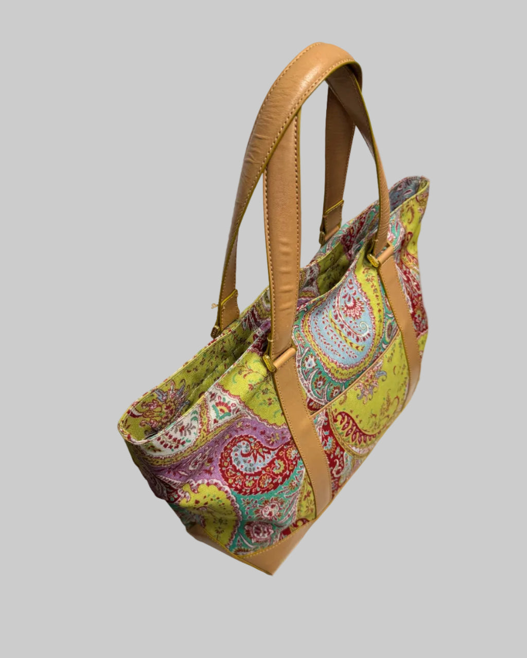 Etro Vintage Vibrant Paisley Tote Bag & Matching Pouch Set big side