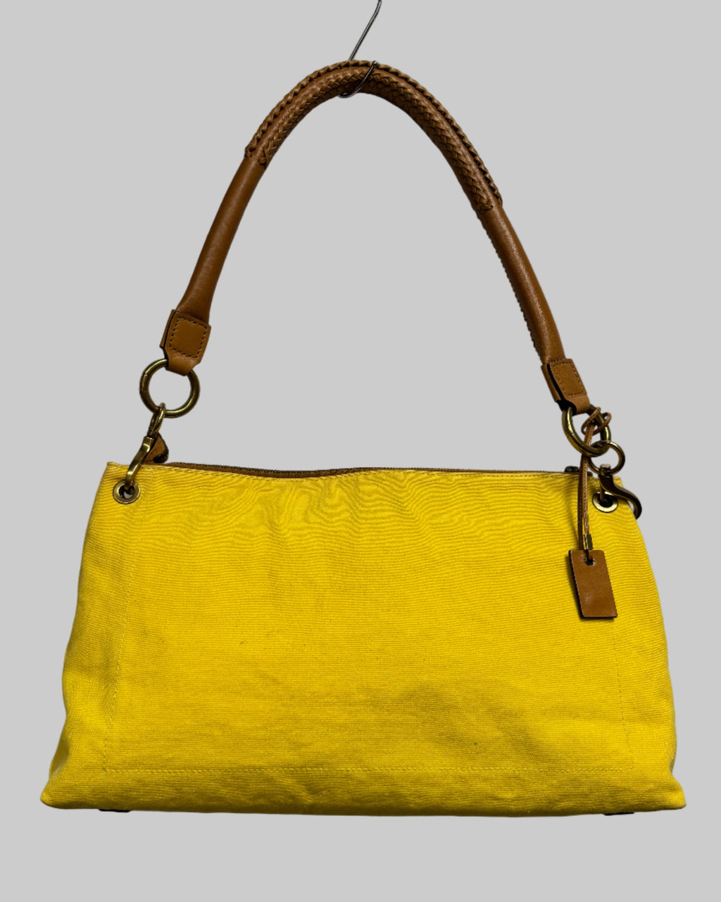 Gucci  Sunny Yellow Cotton Handbag with Leather Handle Back
