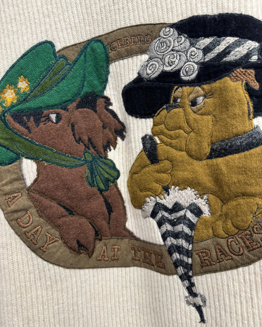 Iceberg Vintage "A Day at the Races" Embroidered Knit Tunic Detail