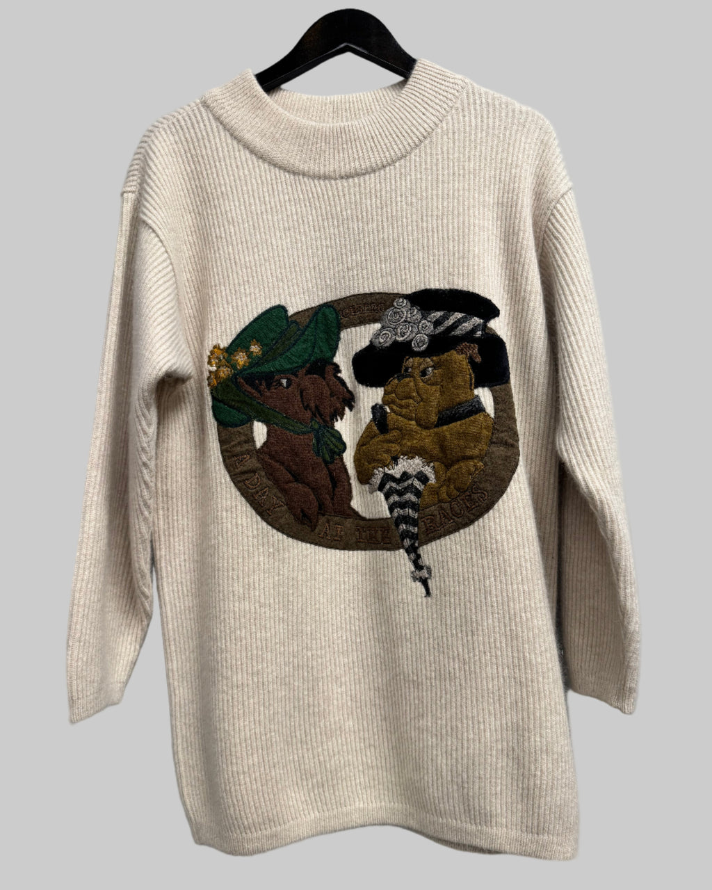 Iceberg Vintage "A Day at the Races" Embroidered Knit Tunic Front