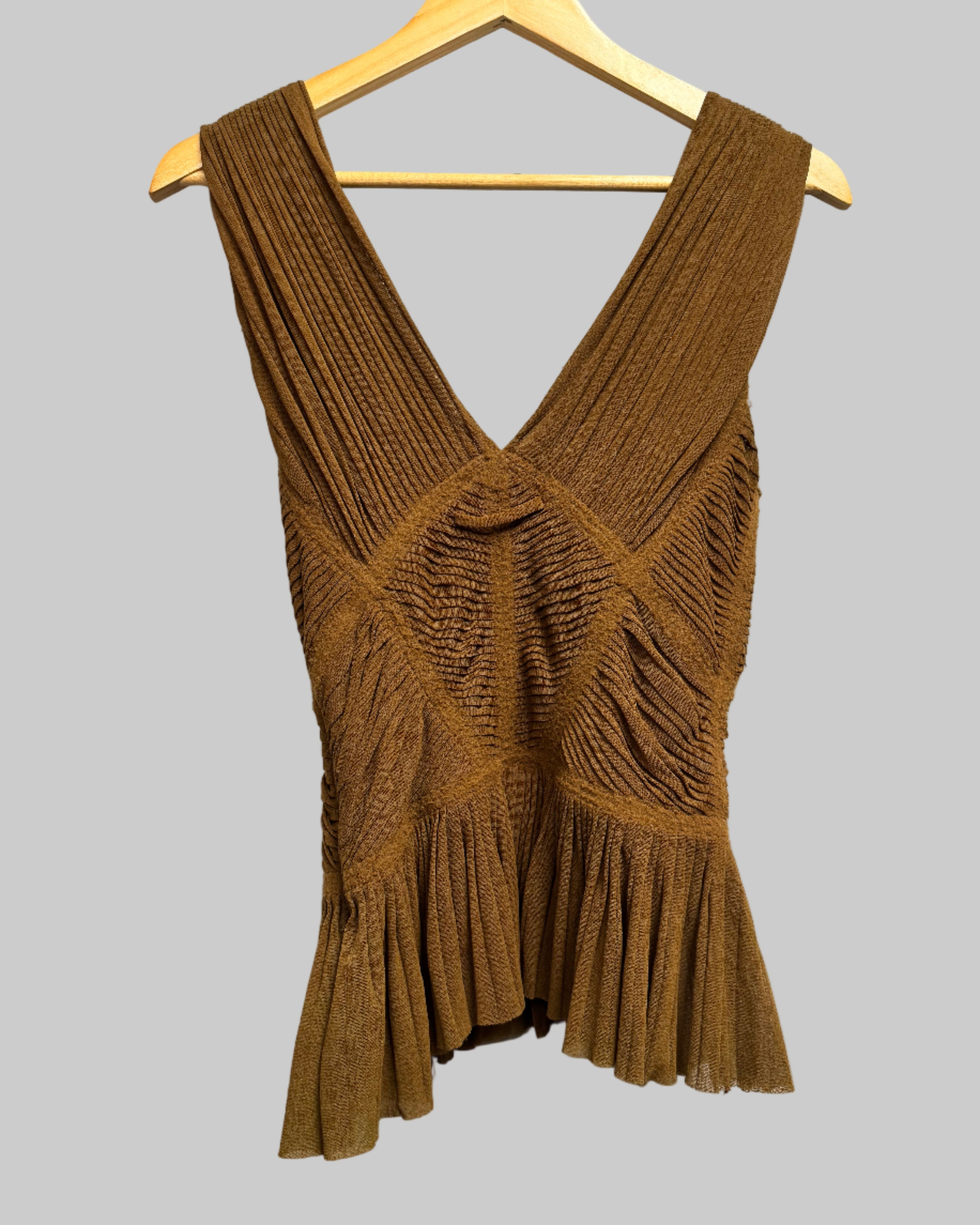 Jean Paul Gaultier Maille Rust Ribbed Peplum Top Back