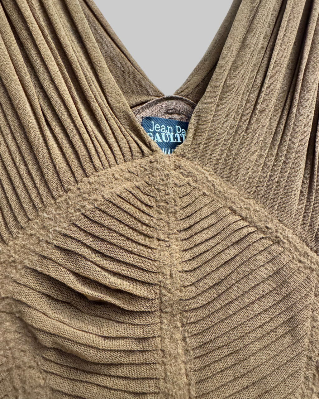 Jean Paul Gaultier Maille Rust Ribbed Peplum Top Detail