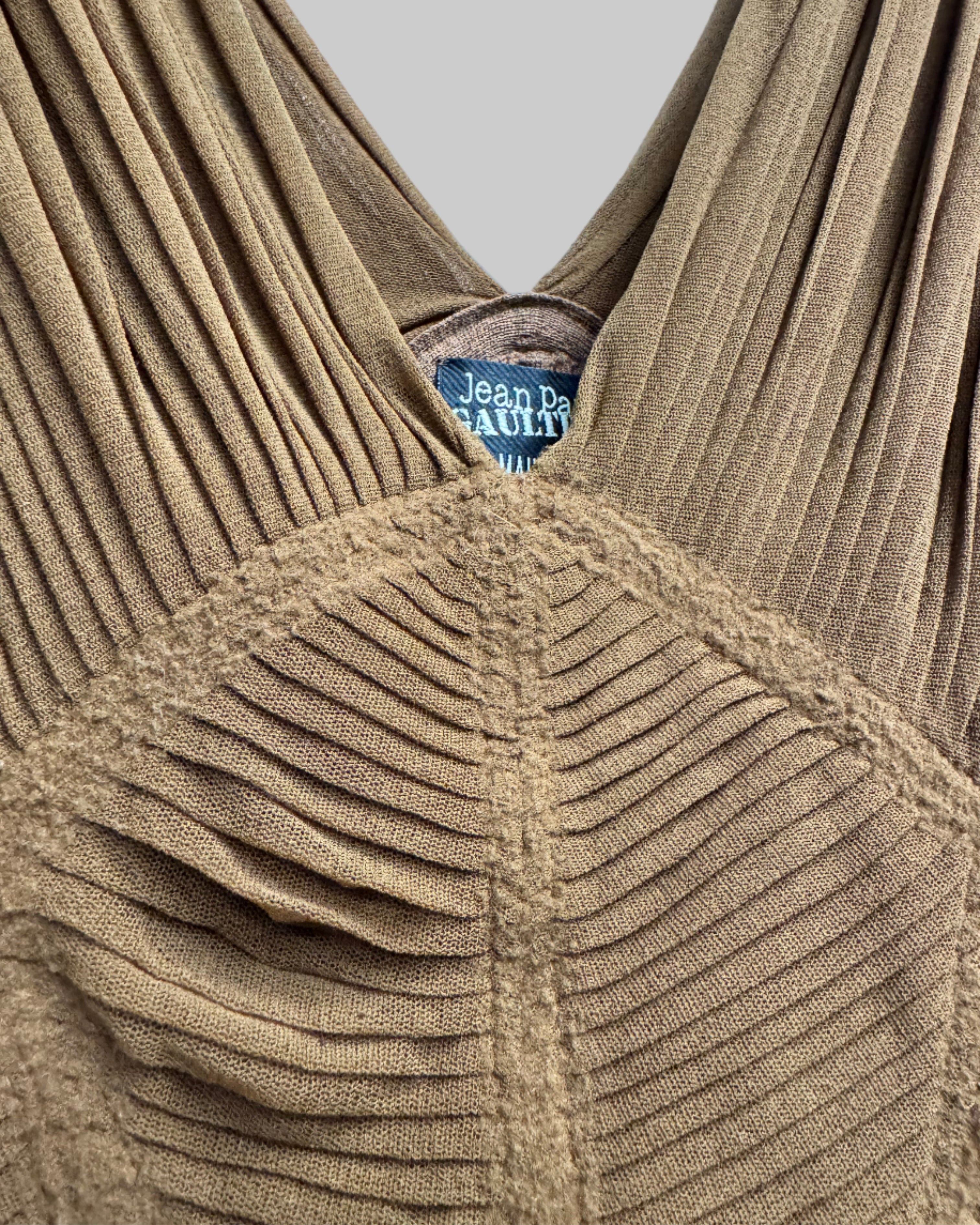 Jean Paul Gaultier Maille Rust Ribbed Peplum Top Detail
