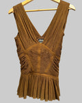 Jean Paul Gaultier Maille Rust Ribbed Peplum Top Front