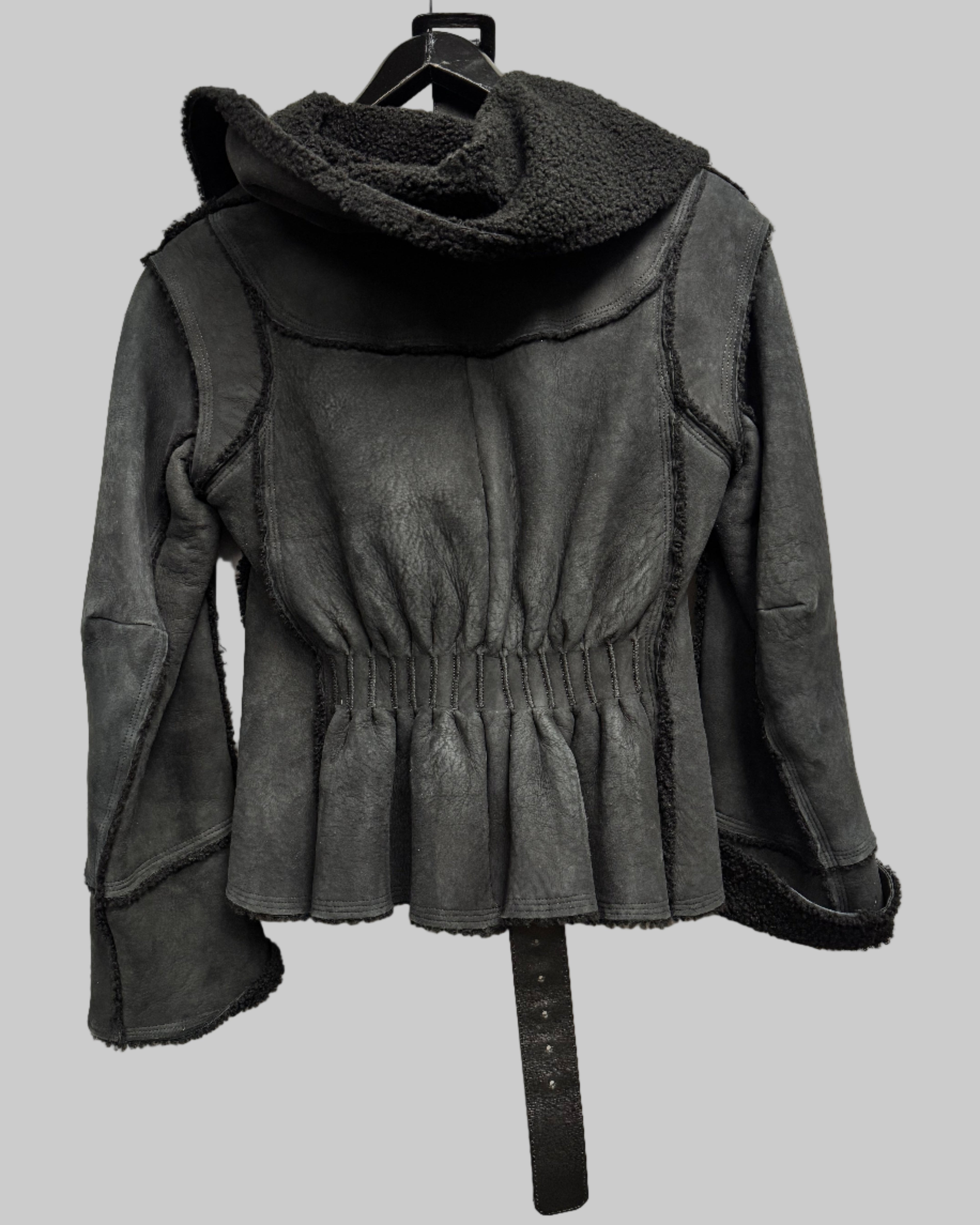 Louis Vuitton Black Shearling & Suede Peplum Jacket Back