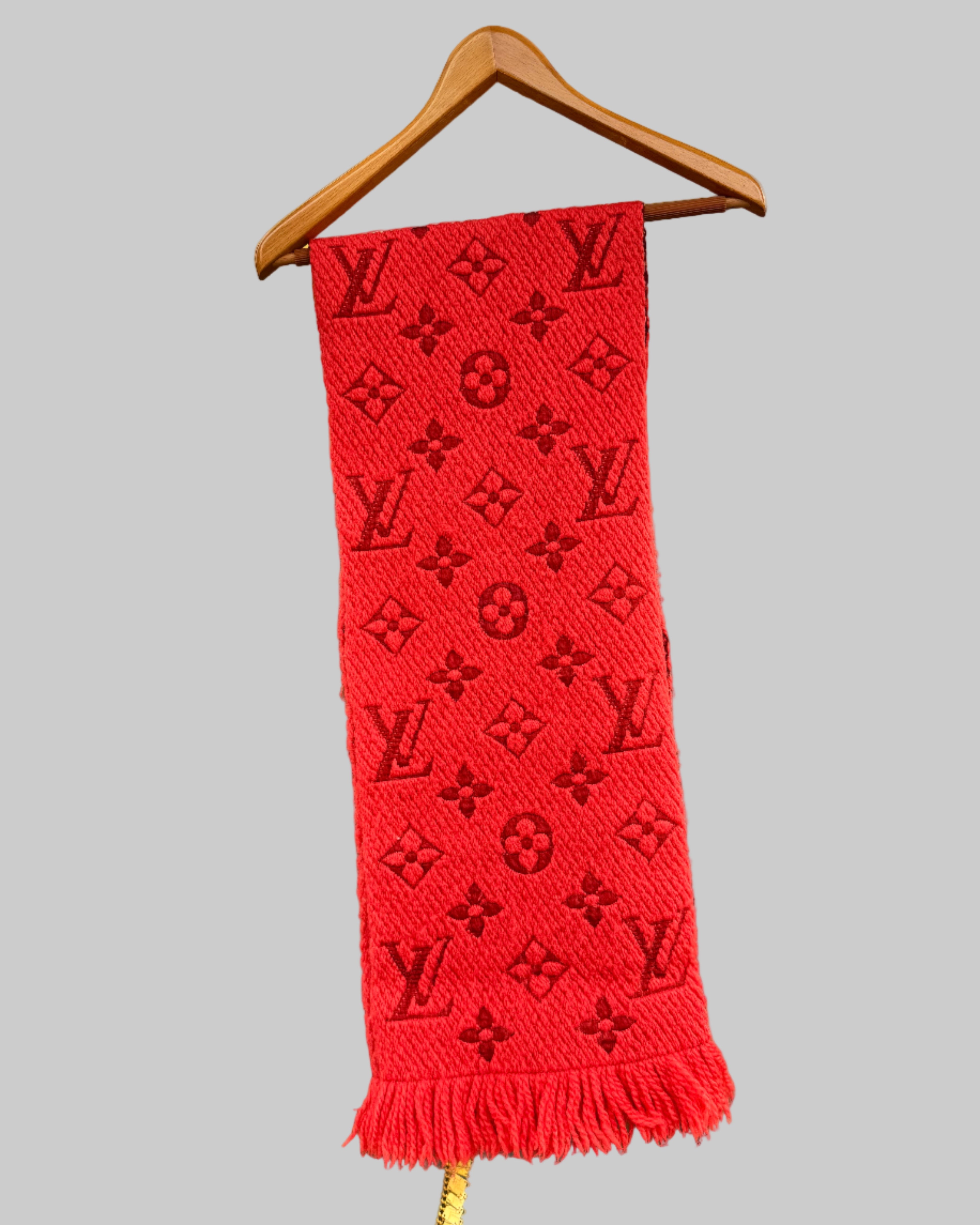 Louis Vuitton Women's Unisex Red Monogram Wool Scarf