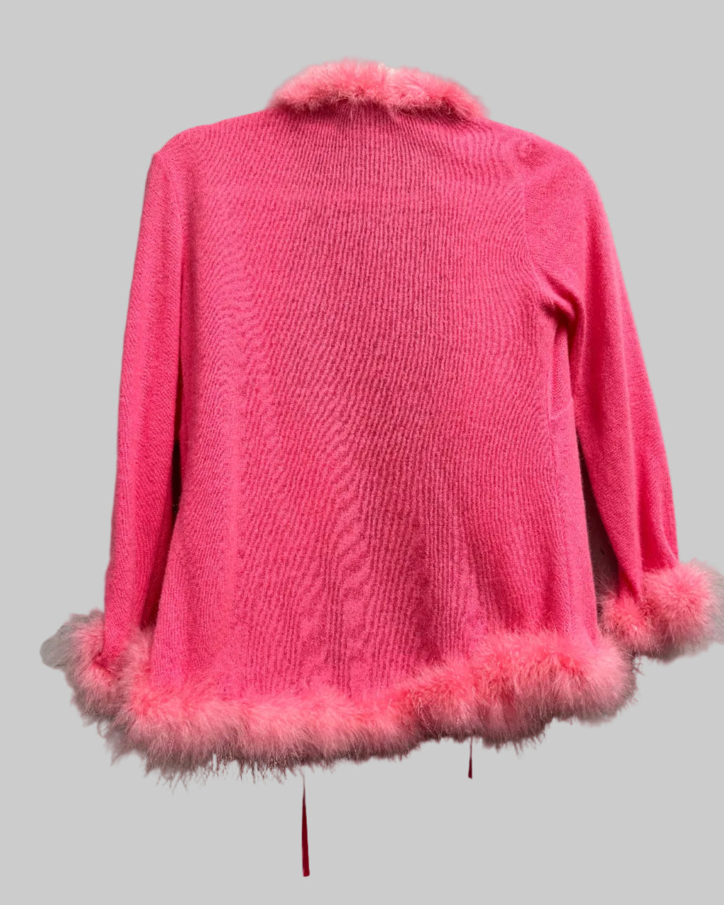 Moschino Hot Pink Feather Trim Cardigan back
