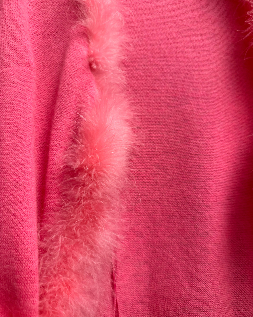 Moschino Hot Pink Feather Trim Cardigan detail