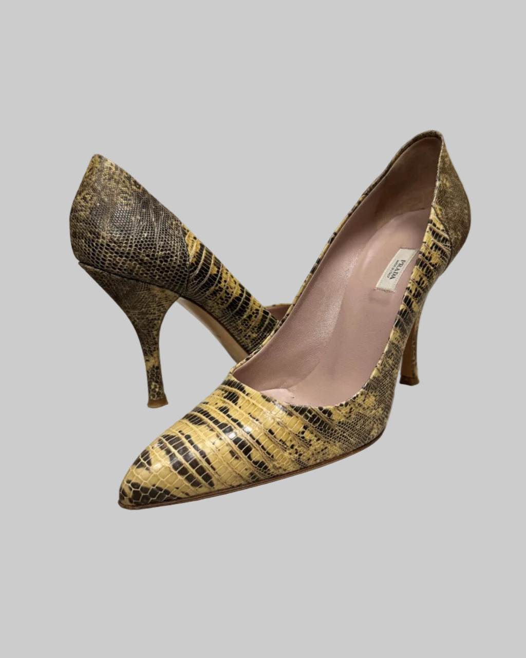 Prada Vintage Snakeskin Effect Pointed Heels – Size 38 front