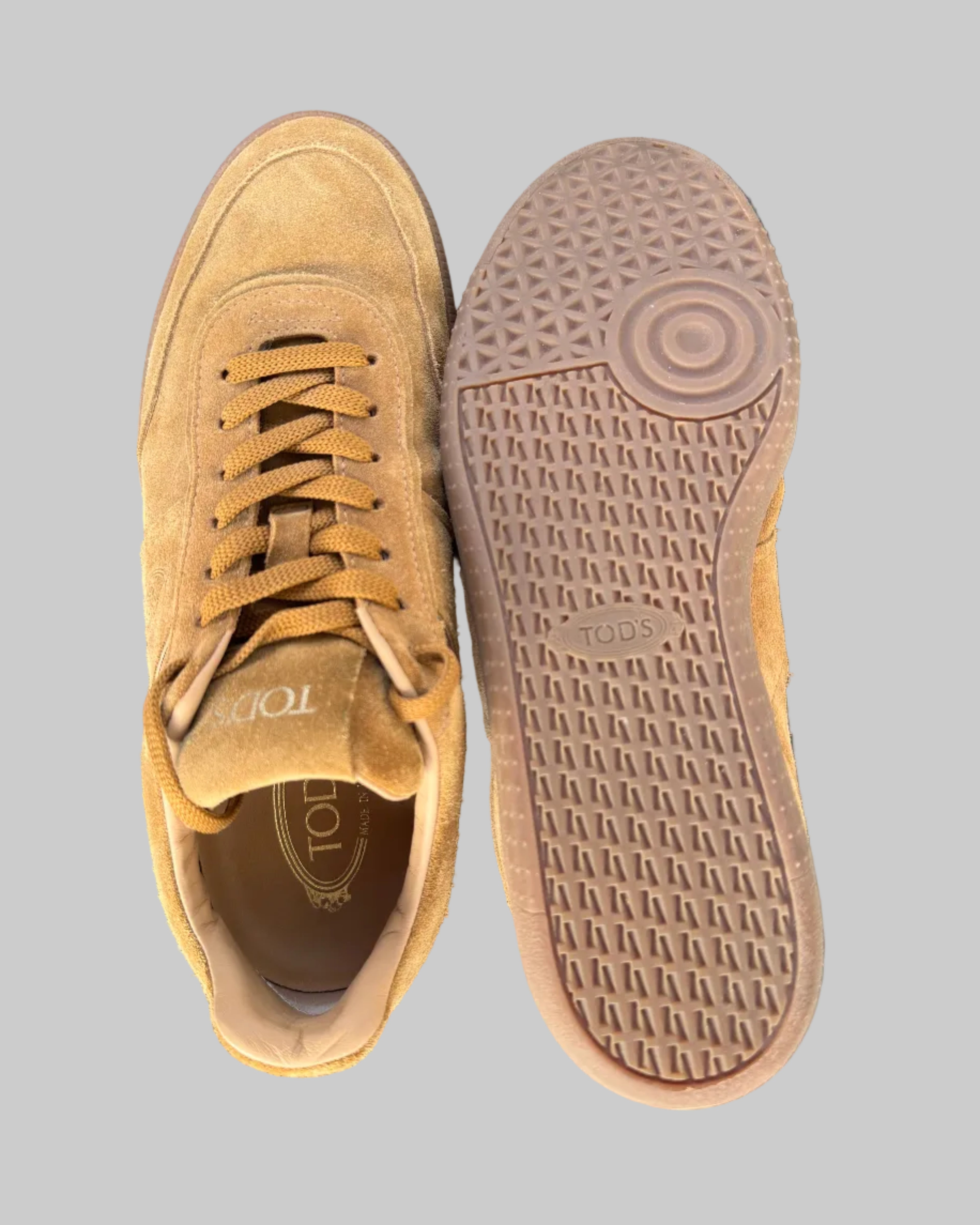 Tod's Camel Suede Low-Top Sneakers bottom 