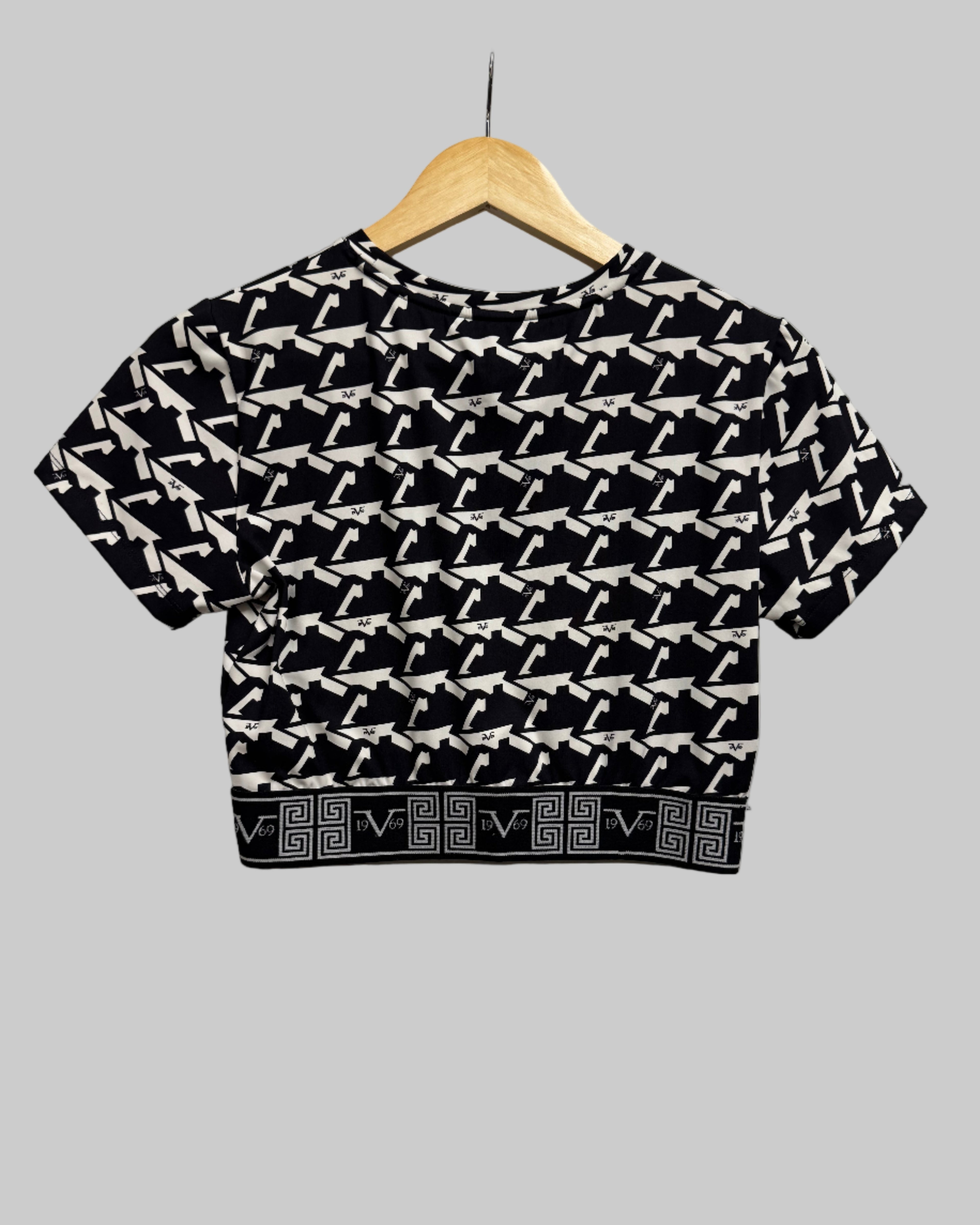 Versace 19.69 Abbigliamento Sportivo Srl Women's Black & White Logo Crop Top Back