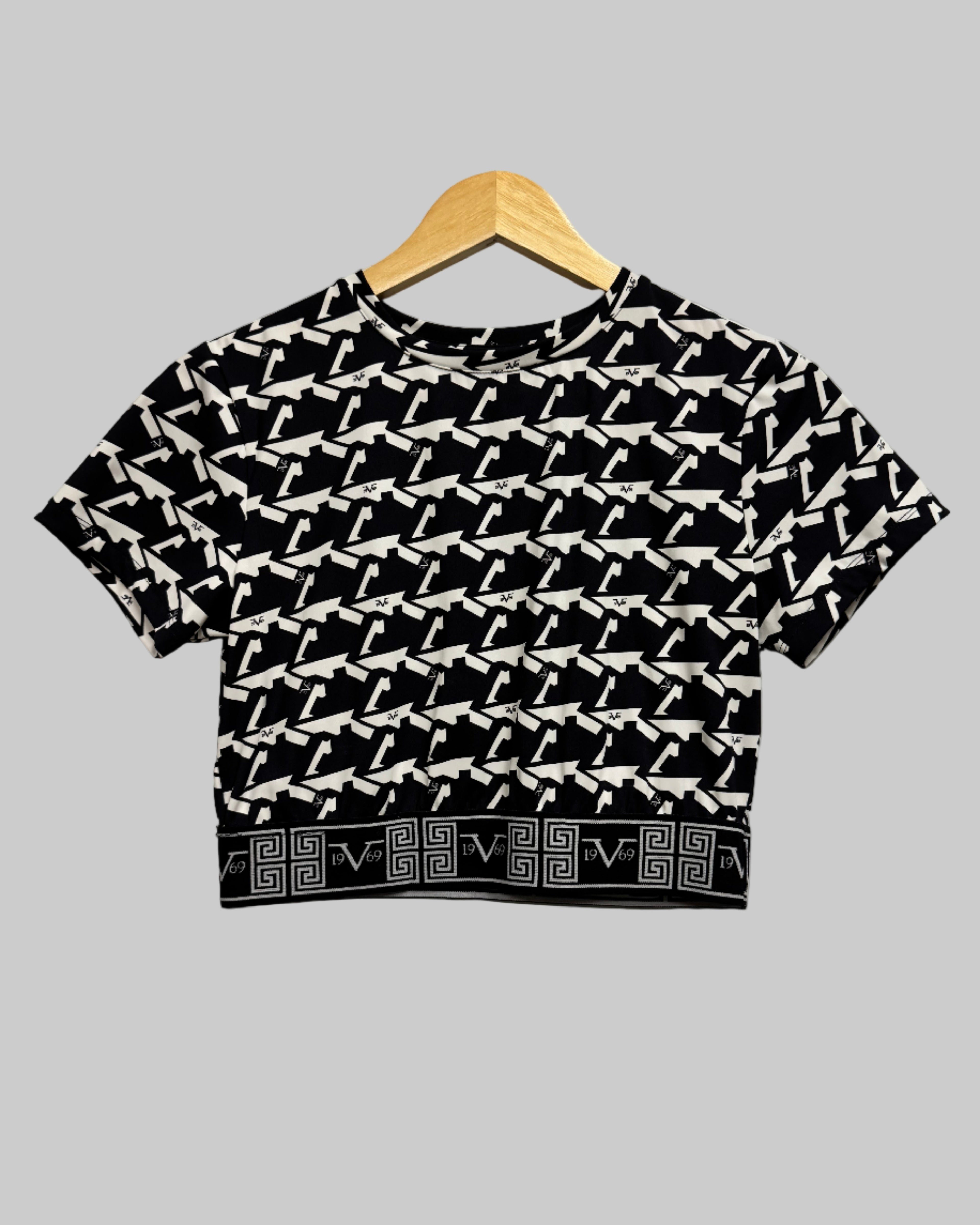 Versace 19.69 Abbigliamento Sportivo Srl  Women's Black & White Logo Crop Top Front