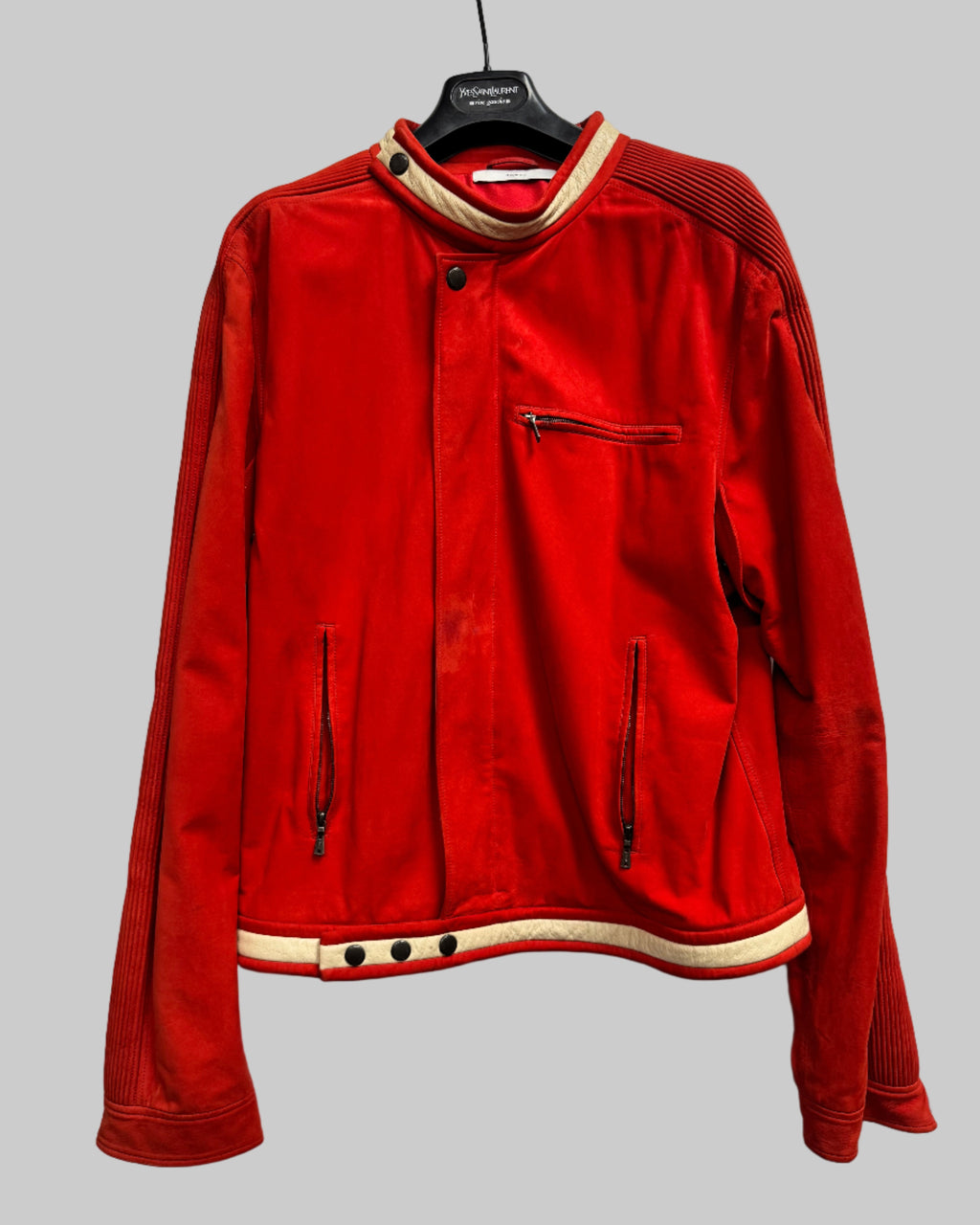 Yves Saint Laurent  Rare Red Suede Jacket Front