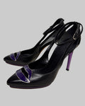 Yves Saint Laurent (Tom Ford Era) Women's Black Leather "Lip" Heels 1