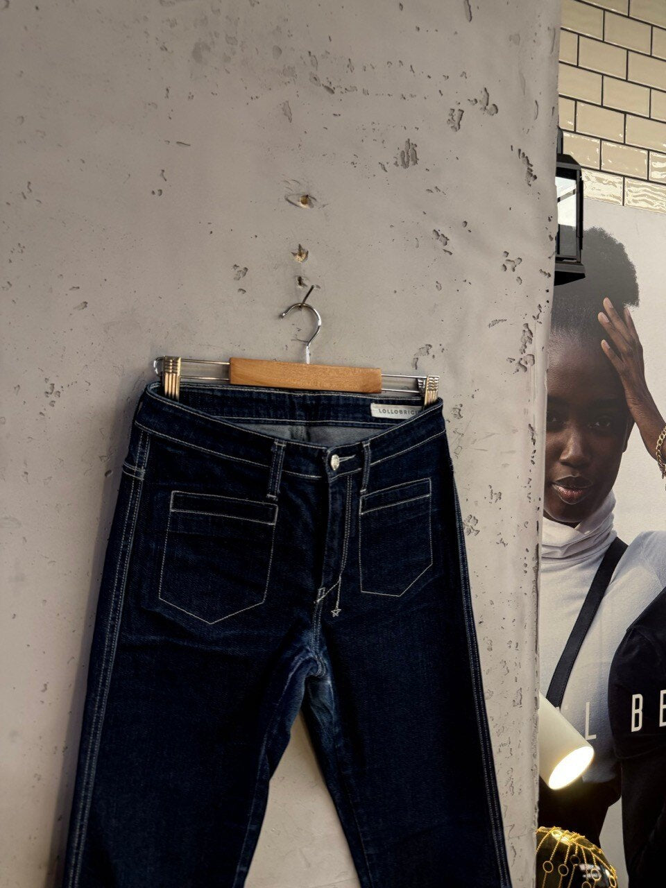 18th Amendment jeans, front patch pockets with pale topstitching