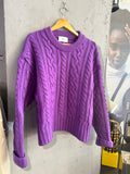 Ami Paris purple cable knit sweater, front view