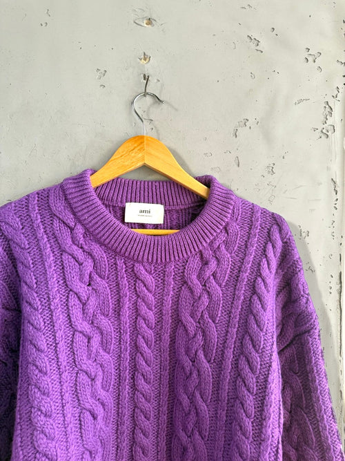 Ami Paris purple cable knit sweater, view 2