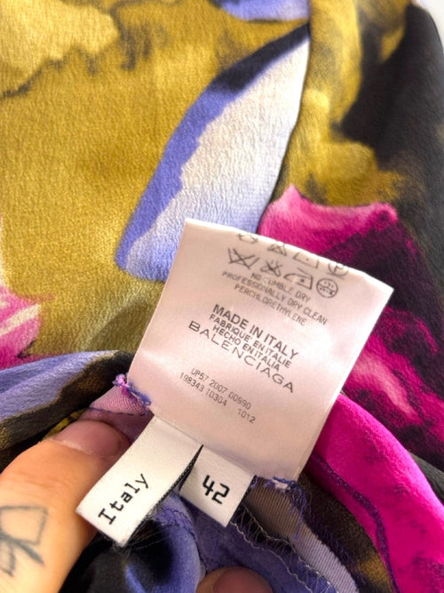 BERLIN VINTAGE CORNER Balenciaga floral blouse care label showing Made in Italy and size 42 tag