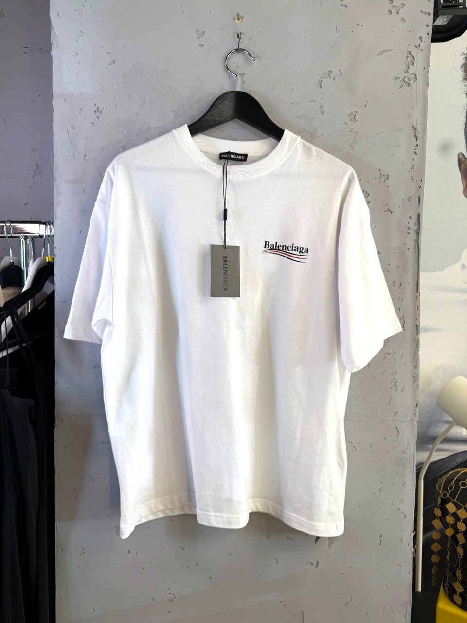 Balenciaga Political Campaign Logo T-Shirt in White, front