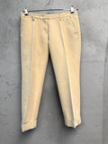 BERLIN VINTAGE CORNER beige corduroy cropped trousers with cuffed hem and classic pocket detailing.