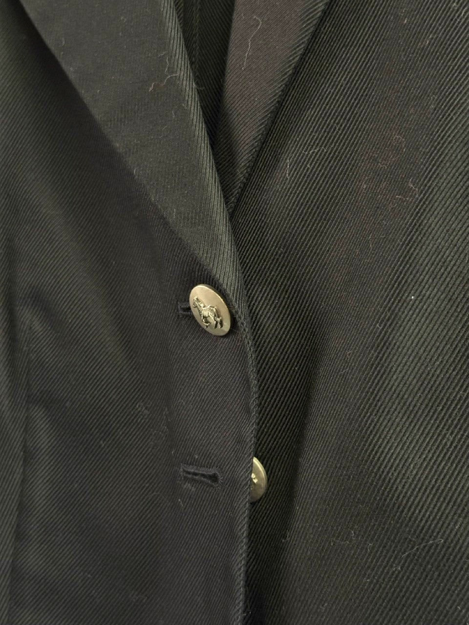 BERLIN VINTAGE CORNER black short sleeve blazer with silver buttons and lapel detail. Cotton blend.