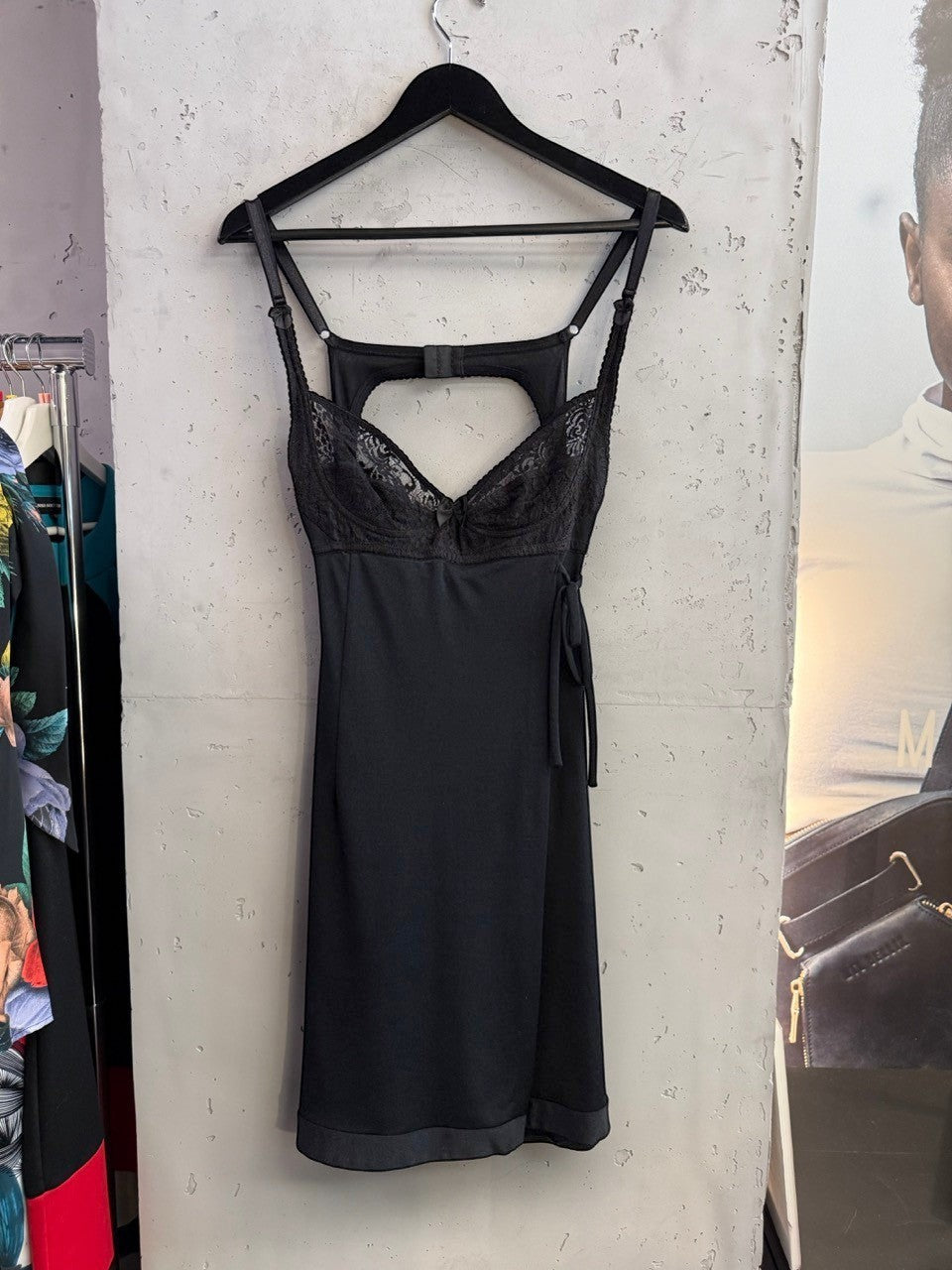 BERLIN VINTAGE CORNER black D&G Dolce & Gabbana mini dress with lace bodice and unique cut-out back detail