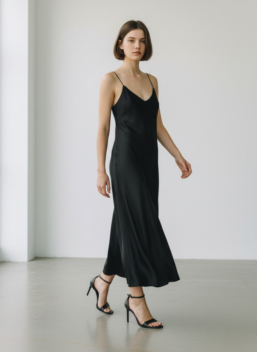 BERLIN VINTAGE CORNER black leather heeled sandals with ankle straps and square toe.
