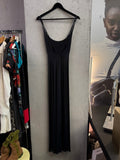 BERLIN VINTAGE CORNER Ritmo di PERLA black sleeveless maxi dress with spaghetti straps in a fluid viscose blend