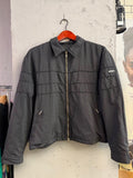 BERLIN VINTAGE CORNER black quilted detail zip up jacket with collar and zippered pockets.