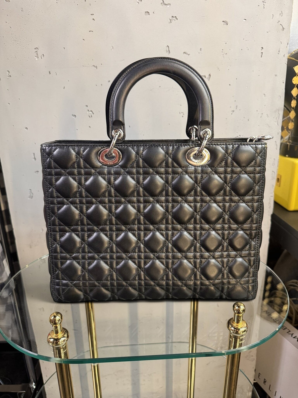 BERLIN VINTAGE CORNER black quilted leather handbag with signature cannage stitching and silver-tone hardware