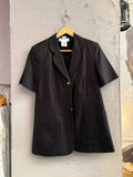 BERLIN VINTAGE CORNER black short sleeve blazer with lapel and silver buttons, cotton blend