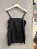 BERLIN VINTAGE CORNER black spaghetti strap camisole top with square neckline, made in Germany