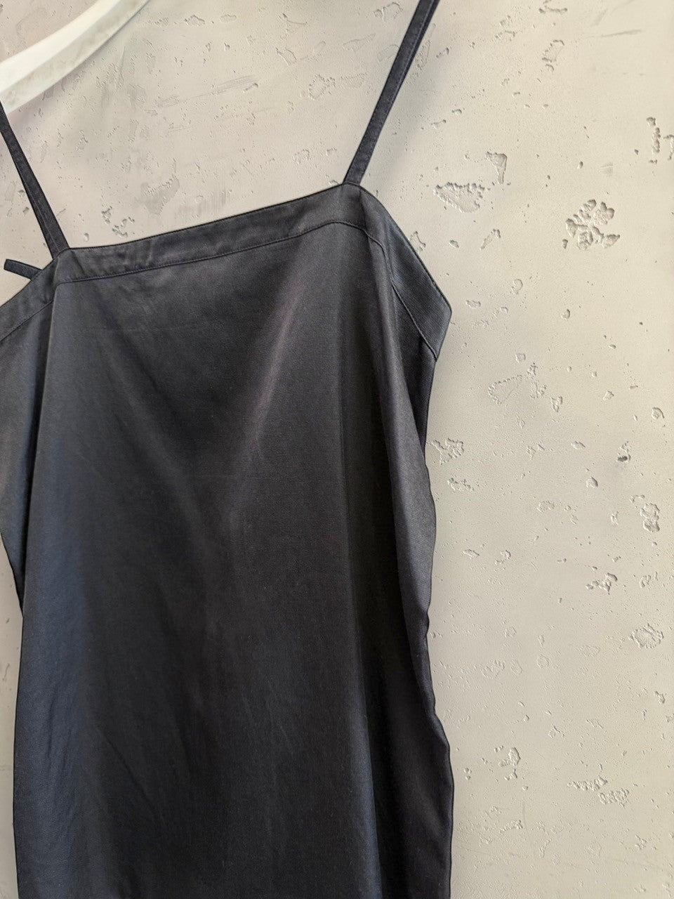 BERLIN VINTAGE CORNER black spaghetti strap camisole top with square neckline, made in Germany