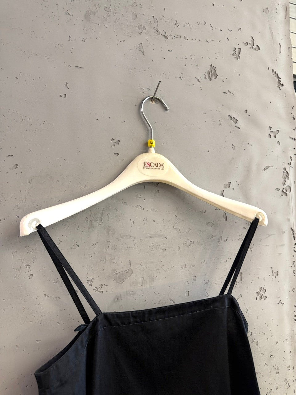 BERLIN VINTAGE CORNER black spaghetti strap camisole top with square neckline, made in Germany.