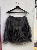 BERLIN VINTAGE CORNER black tulle layered skirt with ruching and pleating, A-line cut