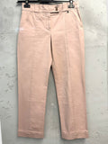 BERLIN VINTAGE CORNER blush pink cotton blend cropped trousers with straight-leg cut and seam detailing.