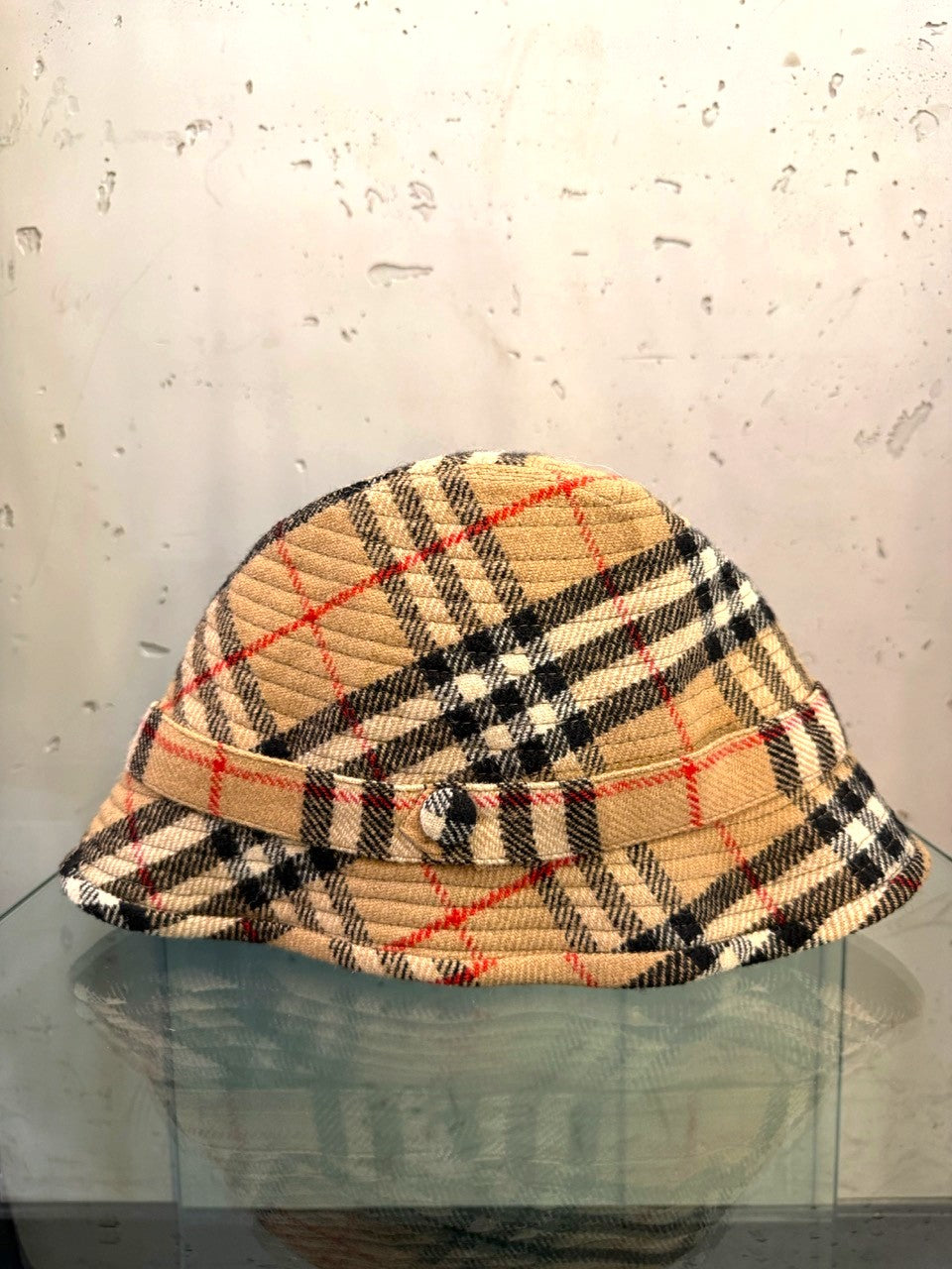 Burberrys Vintage Nova Check Wool Bucket Hat, front