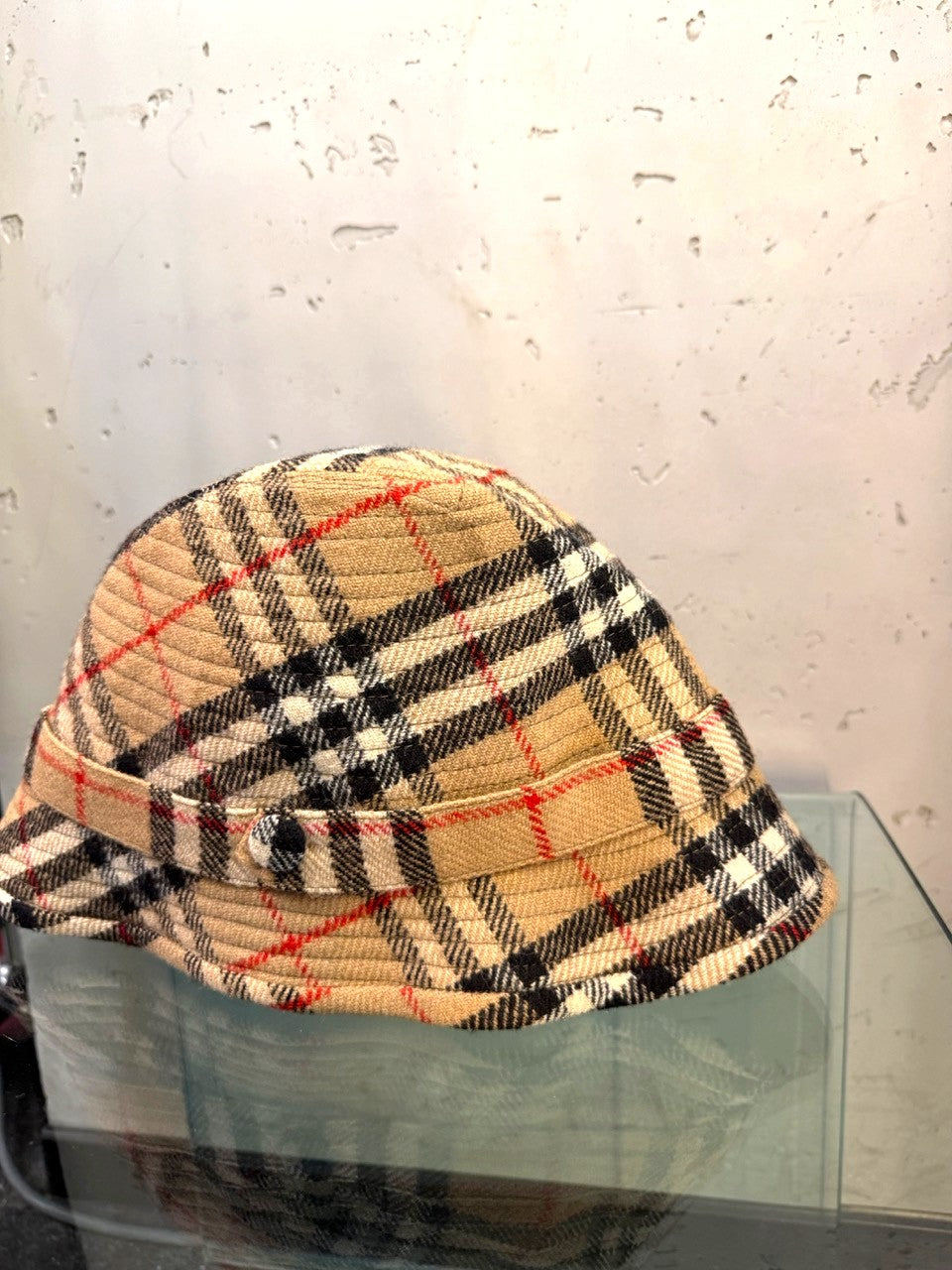 Burberrys Vintage Nova Check Wool Bucket Hat, side view