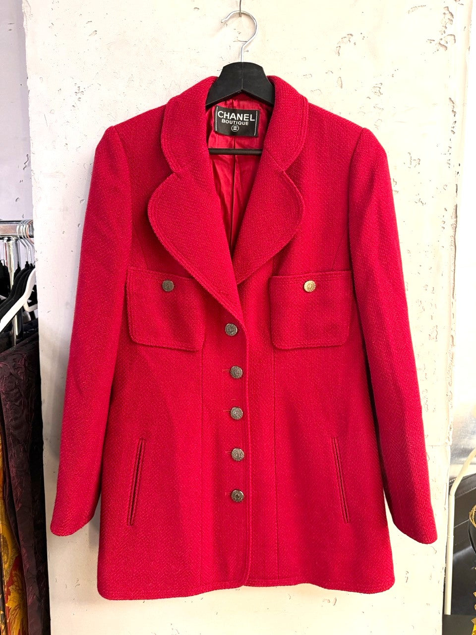 Chanel Boutique Raspberry Wool Jacket