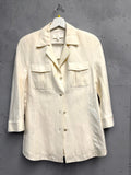 BERLIN VINTAGE CORNER cream linen blend shirt with classic collar, button-down front, and two chest pockets.