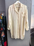 BERLIN VINTAGE CORNER cream oversized button-down shirt with tonal stripes and a single chest pocket.
