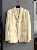 BERLIN VINTAGE CORNER cream Yohji Yamamoto tailored blazer with notched lapels and three-button front closure.